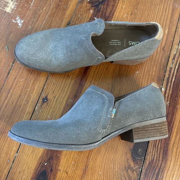Toms Shaye low ankle bootie dusty gold suede size 10 western - Picture 1 of 6